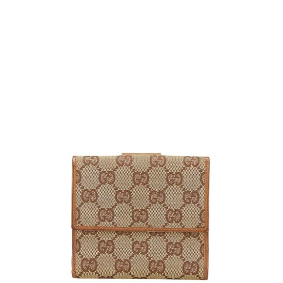Gucci GG Canvas Bifold Compact Wallet 74209 Black Leather Women's GUCCI - Picture 1 of 13